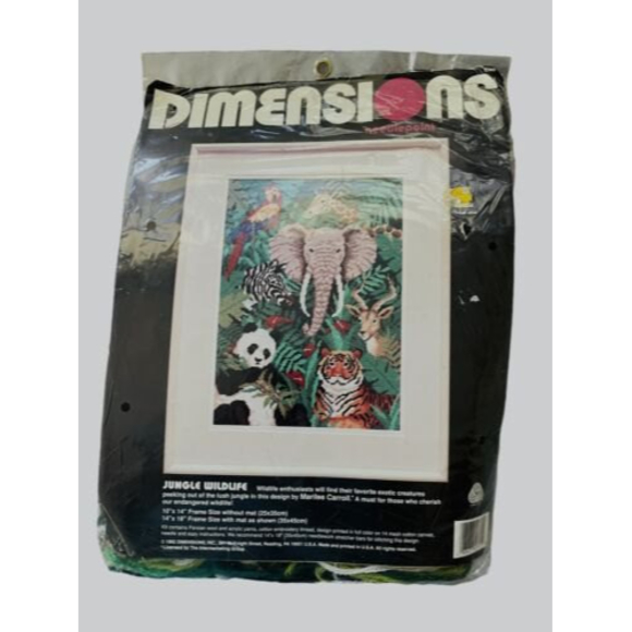 Vintage Dimensions Needlepoint kit -Jungle Wildlife 1992 - Picture 1 of 3
